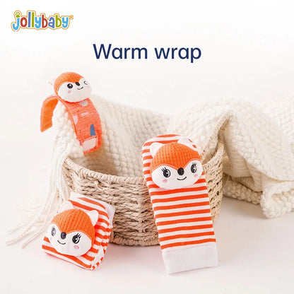 Jollybaby 4-Pack Newborn Koala Animals Soft Stuffed Infant Wrist Rattles Baby Rattle Socks Toys Set Comfortable Toy Gift