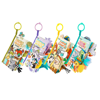 Jollybaby Early Development Interactive Soft Stroller Toys Musical Infant Baby Books with Touch & Feel Crinkle Cloth for Infants