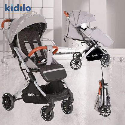 0-3 Years Foldable Baby Stroller: Lightweight Non-Toxic Travel Stroller with Adjustable Handle for Toddlers Family Trips K12F
