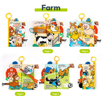 Jollybaby Early Development Interactive Soft Stroller Toys Musical Infant Baby Books with Touch & Feel Crinkle Cloth for Infants