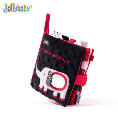 Jollybaby Jungle Farm Ocean Animal 3D High Contrast Vision Black and White Red Educational Cloth Book