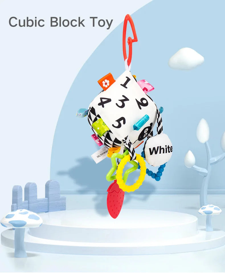 For Jollybaby Newborn Black White Activity Soft Toy Plush Teether Baby Rattle Hanging Educational Toy for Crib Car Seat