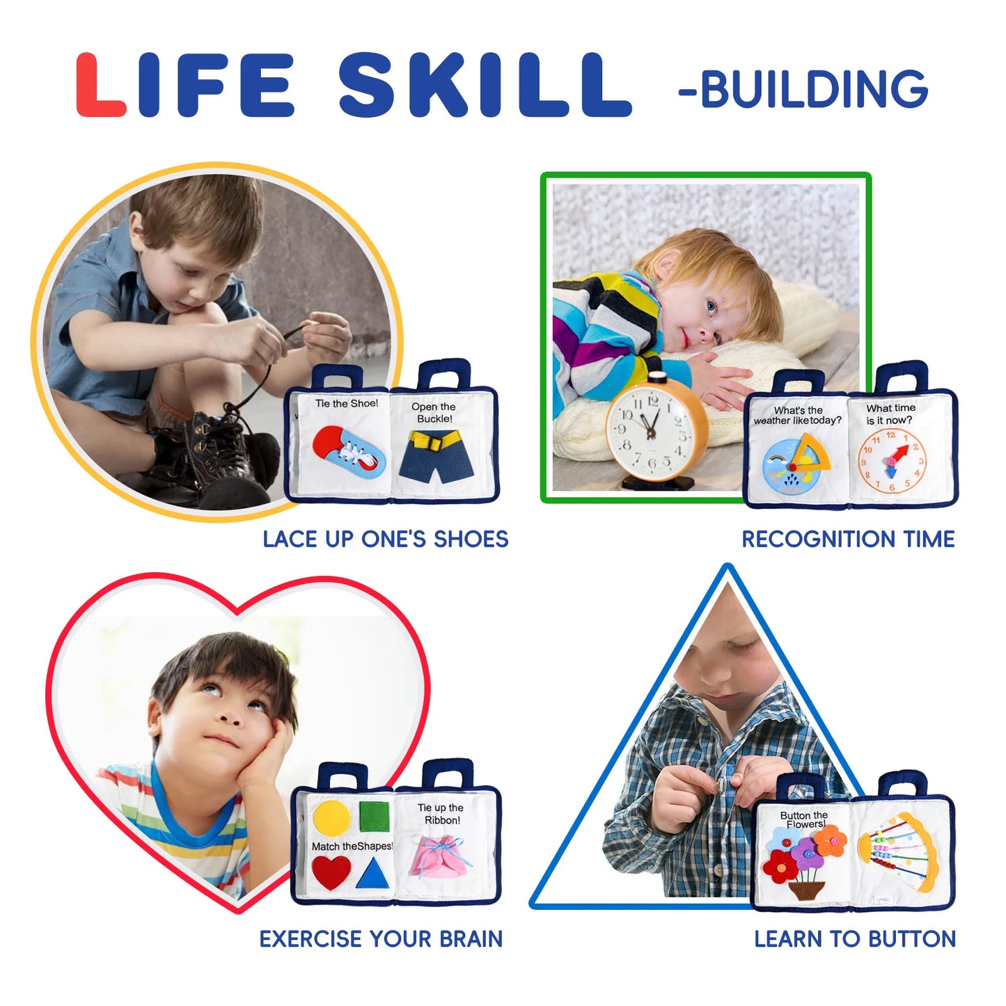 Jollybaby Custom Soft Sensory Educational Toddlers Montessori Quiet Sensory Book Felt Montessori Toys