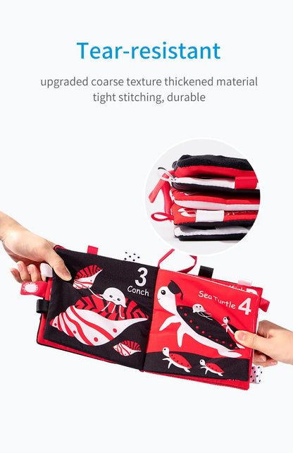 Jollybaby Jungle Farm Ocean Animal 3D High Contrast Vision Black and White Red Educational Cloth Book