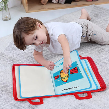 Jollybaby Kids Cloth Book with Color Pen Big Washable Painting Toys Puzzles Zipper Bag