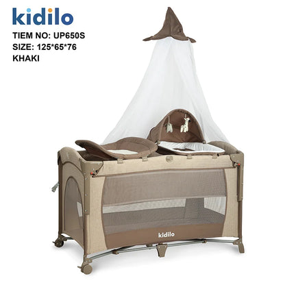 Kidilo Foldable Modern Newborn Travel Baby Portable Bedside Crib Bed 3 in 1 Luxury Set Mosquito Net for Babies UP650S