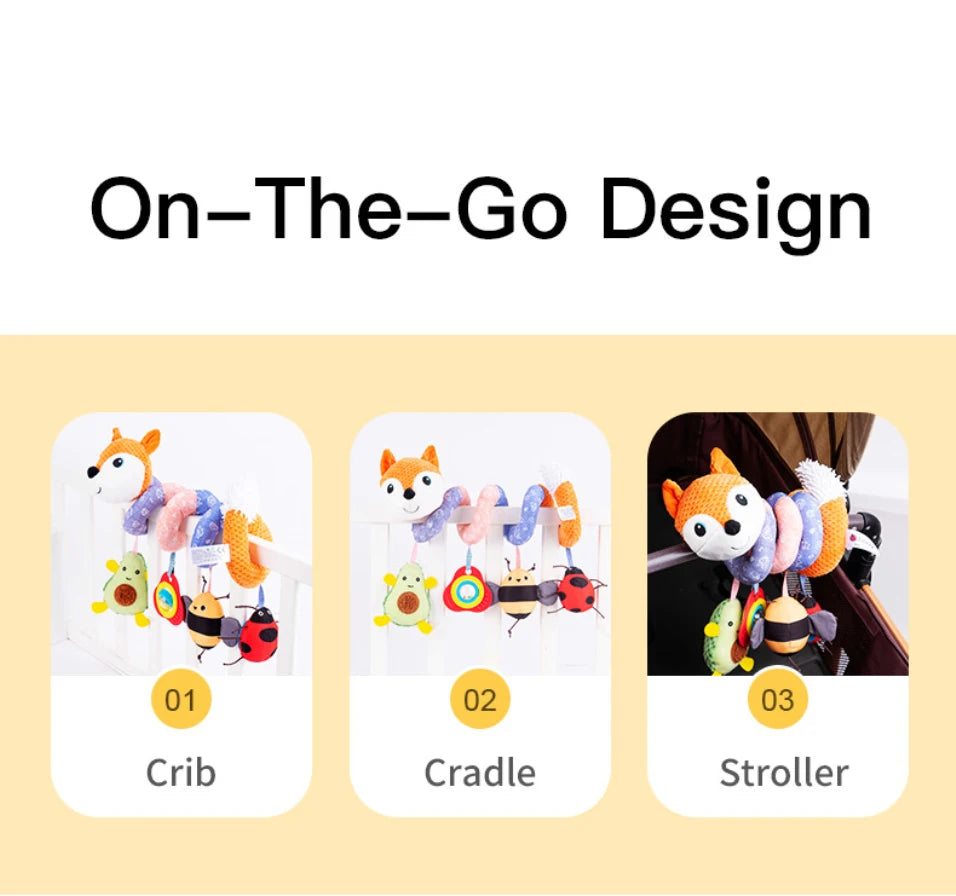Fox Animal Spiral Stroller Carseat Hanging Rattles Kid Baby Crib Cot Pram Toys for Infants 0-6 Months