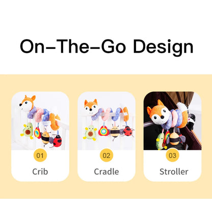 Fox Animal Spiral Stroller Carseat Hanging Rattles Kid Baby Crib Cot Pram Toys for Infants 0-6 Months