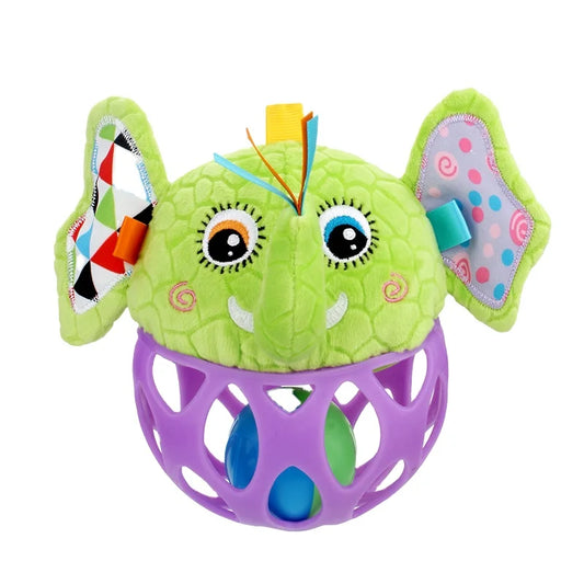 Wholesale Jollybaby Animal Owl lion Elephant Soft Plush Crinkling Rattle Toy Ball for Baby Playing 0-12months