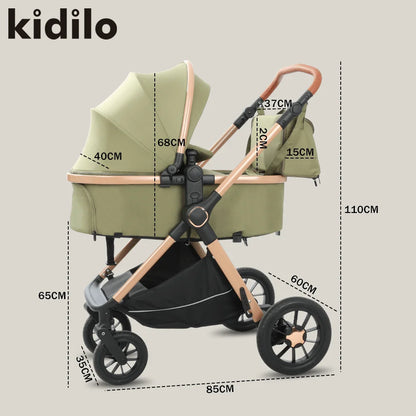 Kidilo 2 in 1 Luxury Folding Travel Wagon Multiple Prams Baby Stroller with Car Seat Set Wholesale From China H2D