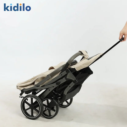 0-3 Years Foldable Kidilo Baby Stroller Lightweight Non-Toxic Travel Stroller with Adjustable Handle for Toddlers Daily Walks K6