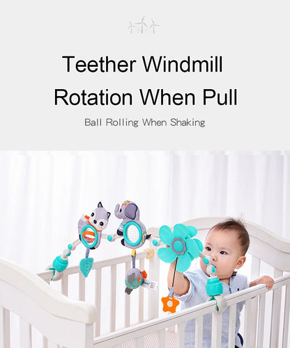 Newborns Sensory Activity Adjustable Animal Baby Bed Hanging Toys Stroller Arch Toys for Bassinet Crib