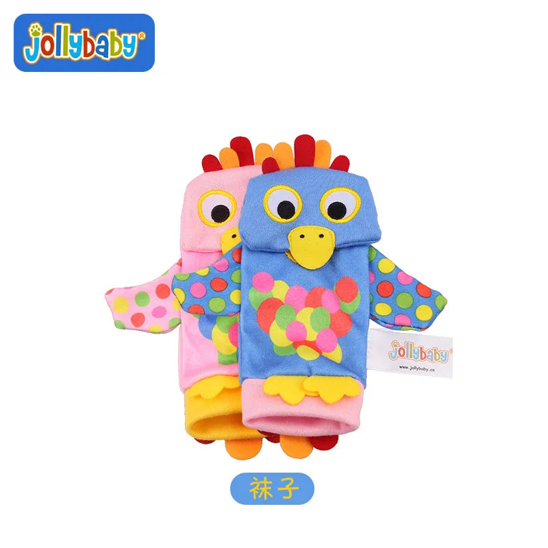 Jollybaby Cute Animal Soft Baby Rattles Wrist Rattles and Foot Finders with Butterflies and Lady Bugs for Fun