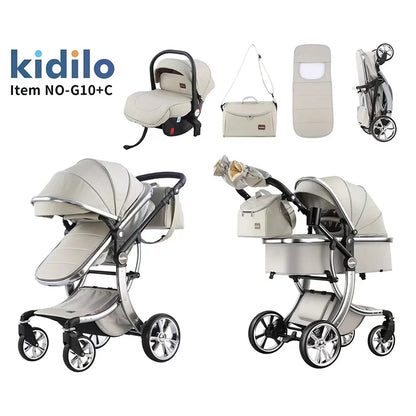 0-3 Years 3 in 1kidilo Baby Stroller with Car Seat, Non-Toxic Durable Foldable Travel Stroller for Toddlers Daily Walks G10+C