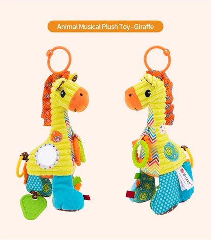 Jollybaby Soft Toy Rattles Hanging Animals Lion Elephant Zebra Horse Musical Toy for Baby's Stroller Car Seat PP Cotton Filling