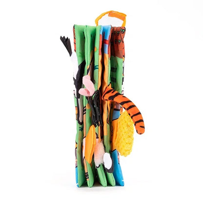 JOLLYBABY Unisex Educational Cloth Book Washable Soft Quiet Story Book Toys with Animal Tails Made of Polyester Fabric