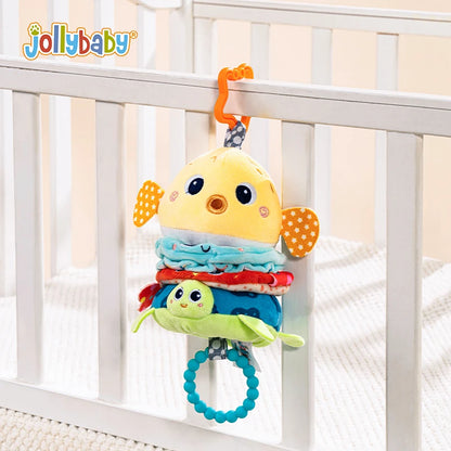 Custom Plush Animal Rattle Pull Musical Sensory Baby Hanging Musical Toy Play Jitter Toy with Music Box for Car Seat Stroller