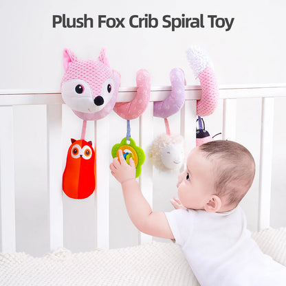 Factory Musical Toy Plush Stuffed Animal with Squeaker Hanging Rattle and Spiral Bed Toys for Baby's Stroller Crib and Mobile