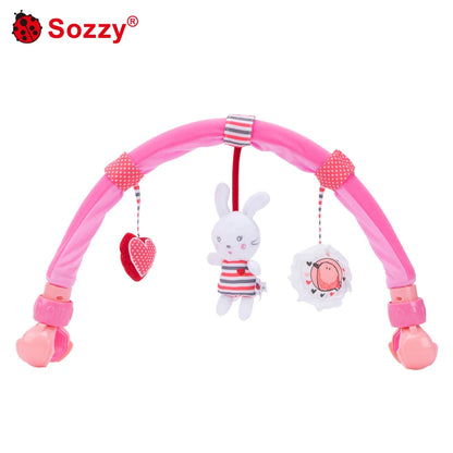 Infant Toddler Adjustable Hanging Activity Cartoon Musical Dolls Plush Baby Crib Stroller Arch Toys