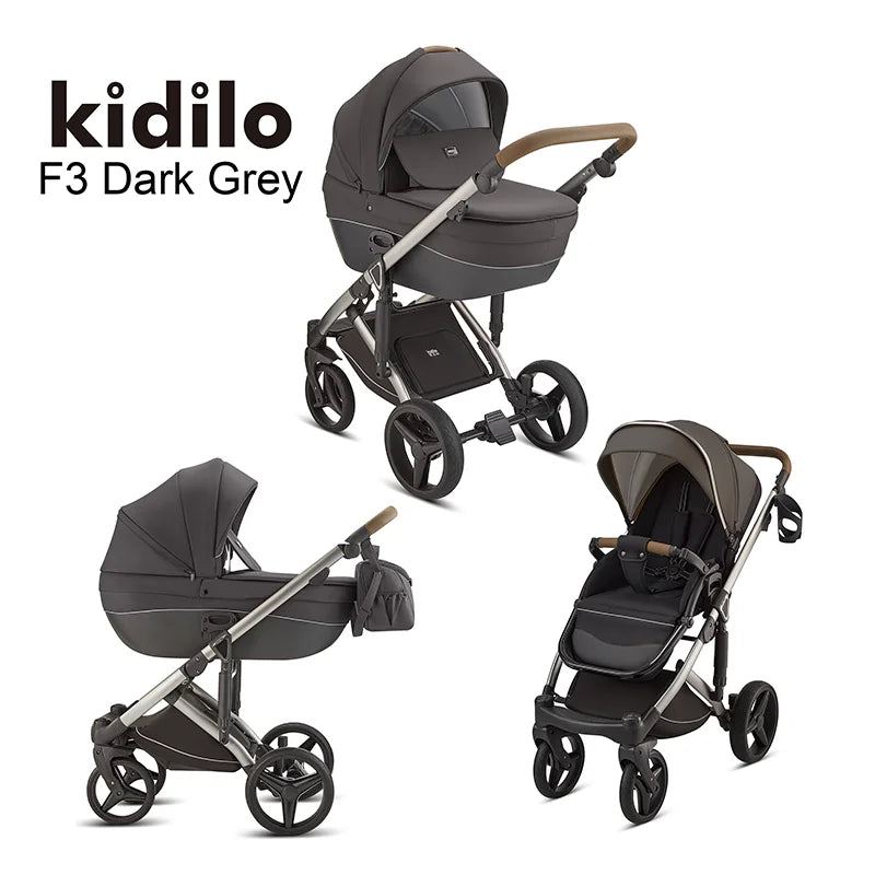 0-3 Years 3 in 1 Kidilo Baby Stroller with Car Seat, Non-Toxic Durable Foldable Travel Stroller for Toddlers Family Trips F3