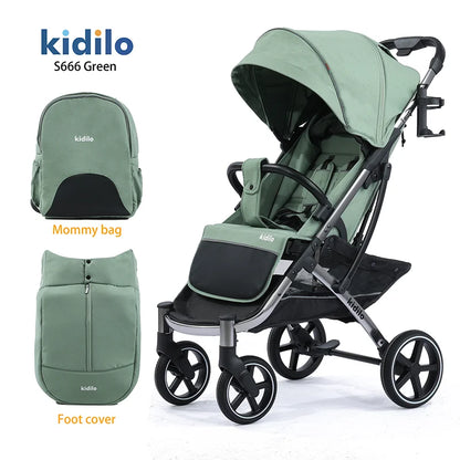 Lightweight Non-Toxic Baby Stroller for 0-3 Years Foldable Travel Stroller with Adjustable Handle Toddlers Family Trips S666