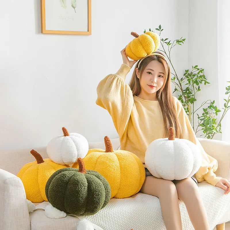 Soft Plush Supplier 3D Sofa Decorative Soft Cute Throw Stuffed Pumpkin Fluffy Plush Cushion Pillow for Living Room Adult