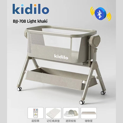Newborn Foldable Portable Kidilo Luxury Baby Crib, Convertible 3 in 1 Bedside Crib with Mosquito Net for Nursery Home BJJ-708