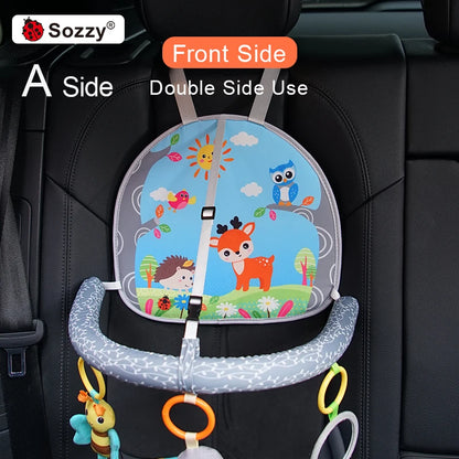 SOZZY Soft Activity Arch with Mirror and Rattle Double Sided Music Toys for Rear Facing Car Seat Packaged Sets