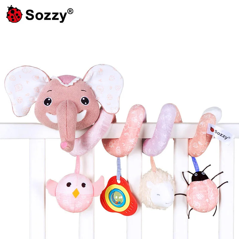 Customized Unisex Soft Elephant Spiral Stroller Toy Reusable PE Baby Bed Toy Bag Crib Mobile Bassinet PP Cotton Universal Plush