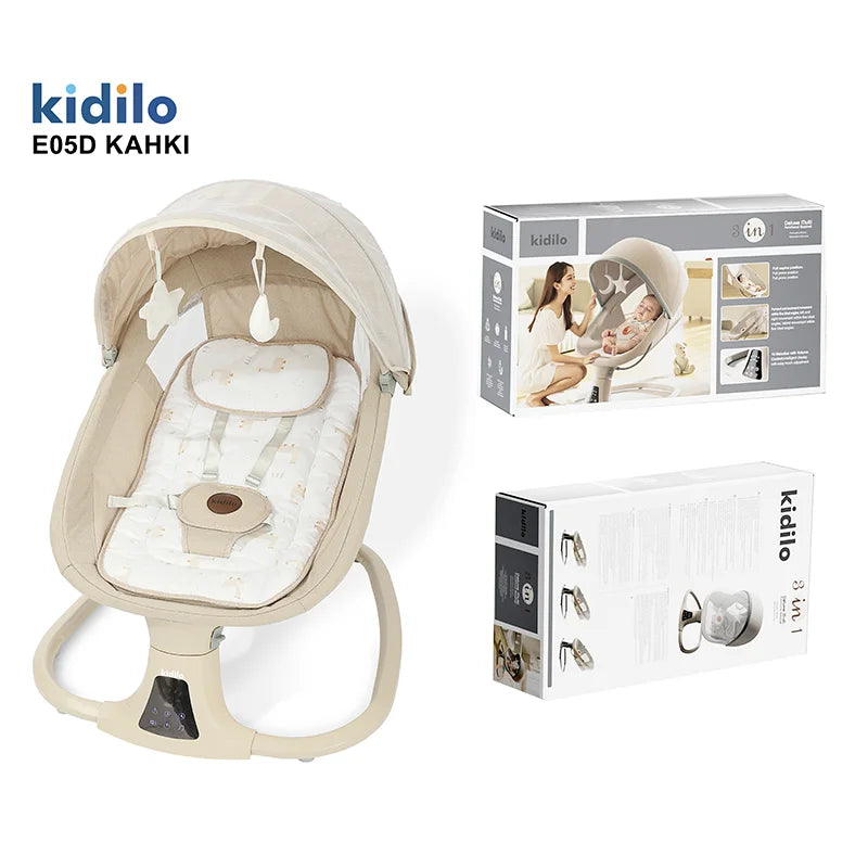 Baby Electric Swing Rocking Chair Foldable 6-36 Months Non-Toxic Swing Chair with Bouncer Function for Toddler Sleep Indoor E05D