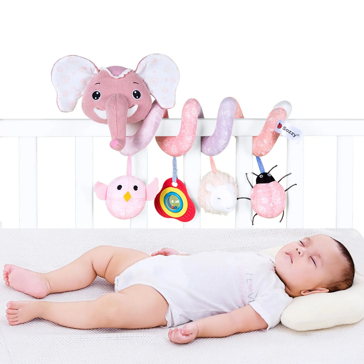Customized Unisex Soft Elephant Spiral Stroller Toy Reusable PE Baby Bed Toy Bag Crib Mobile Bassinet PP Cotton Universal Plush