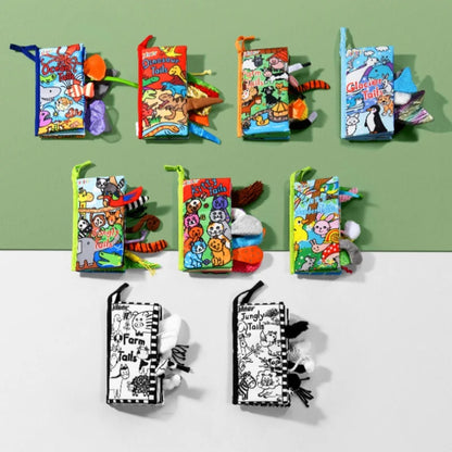 Jollybaby Hot Selling Washable Animal Soft Tails Early Sensory Educational Crinkle Paper Cloth Books Best Baby Toys