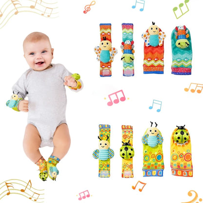 Custom Sozzy Soft Baby Plush Bee Caterpillar Animal Foot Rattle Toys Baby Wrist and Foot Rattles for Newborn