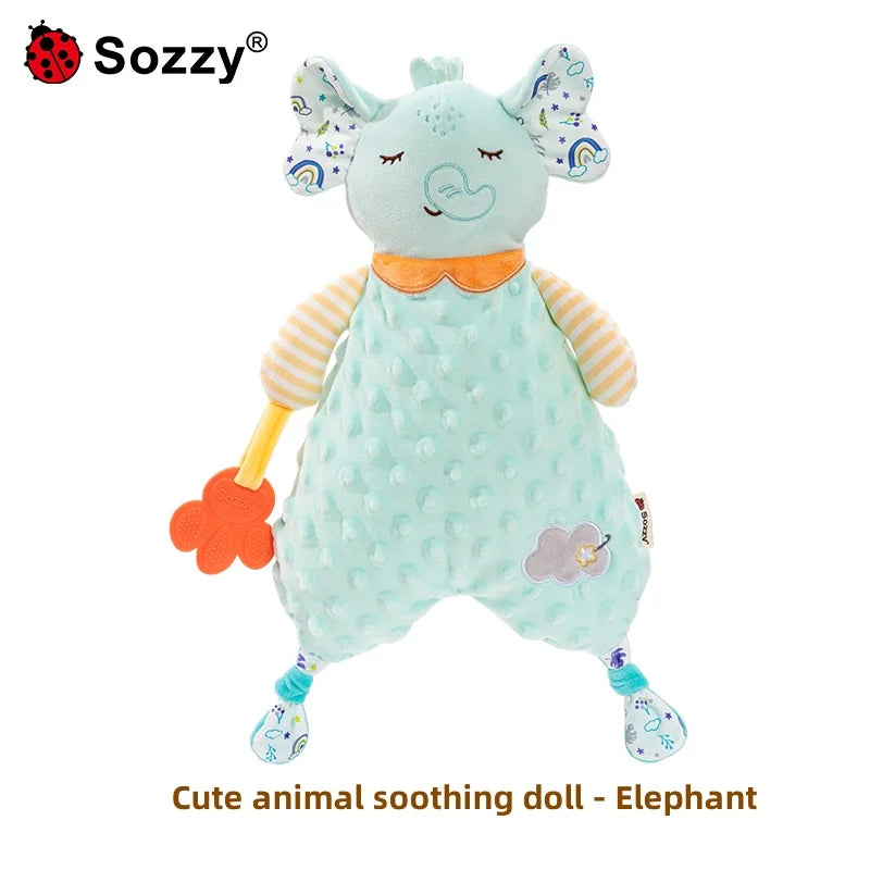 Wholesale Soft Stuffed lion Elephant fox Animal Plush Baby Security Blanket Comforter for Newborn Infant