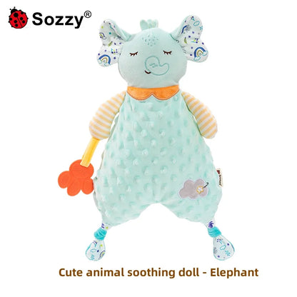Wholesale Soft Stuffed lion Elephant fox Animal Plush Baby Security Blanket Comforter for Newborn Infant