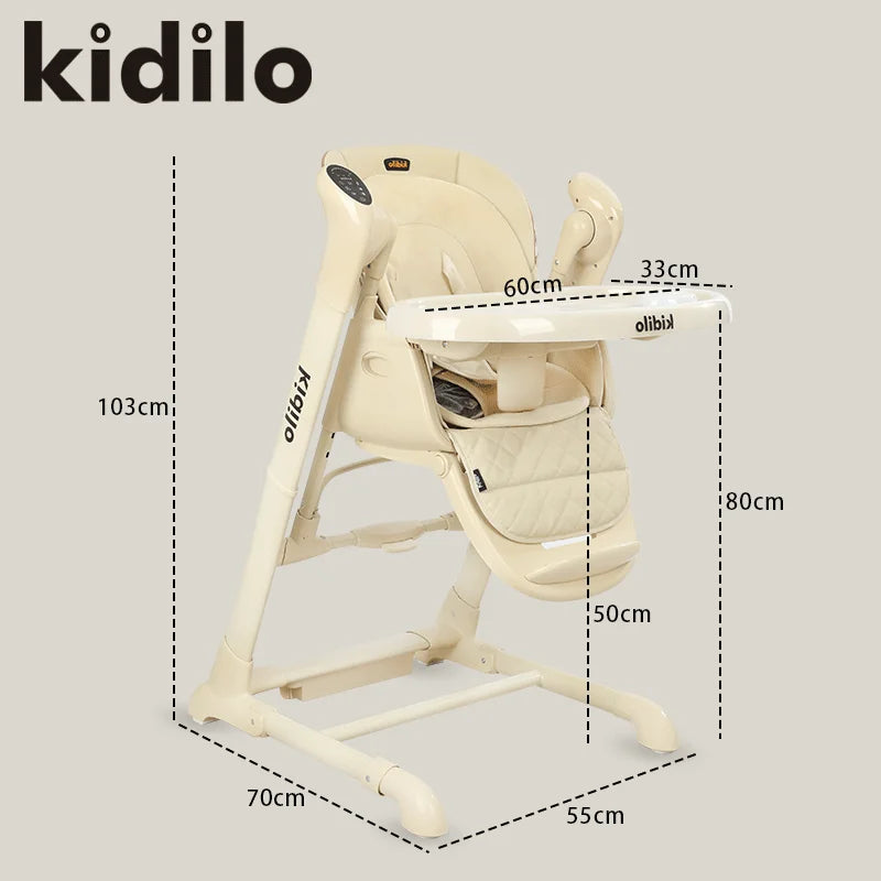 Kidilo 6-36 Months 3 in 1 Foldable Baby High Chair, Non-Toxic Feeding Chair for Home & Small-Space Toddler & Baby Dining TY02