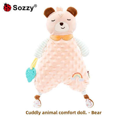 Wholesale Soft Stuffed lion Elephant fox Animal Plush Baby Security Blanket Comforter for Newborn Infant
