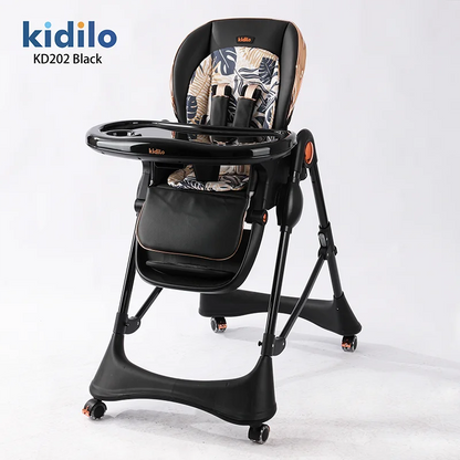 Kidilo 6-36 Months 3 in 1 Foldable Baby High Chair for Infants Non-Toxic Feeding Chair for Toddler Home Small Space Dining KD202