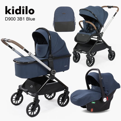 Kidilo Luxury 3 in 1 Baby Stroller Multiple Folding Wagon with Pram and Car Seat Wholesale From China Model D900 3B1