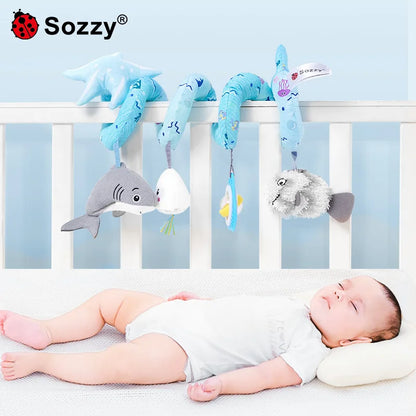 SOZZY Factory OEM Baby Plush Toys Pram Spiral Bed Rattle with Cute Animals Stroller and Travel Activity Toy Unisex SZ Plush Dice