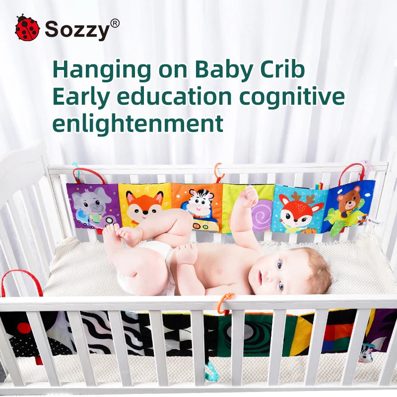Soft Sensory Crinkle Books Montessori Toys Brain Development Newborn Essentials Tummy Time Toys 0 3 6 6-12 Months