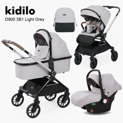 Kidilo Luxury 3 in 1 Baby Stroller Multiple Folding Wagon with Pram and Car Seat Wholesale From China Model D900 3B1