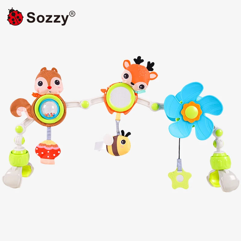 Sozzy Custom Sensory Elephant Baby Bed Hanging Toys Soft Musical Activity Arch Toys for Bassinet Crib Stroller Soothing Sensory
