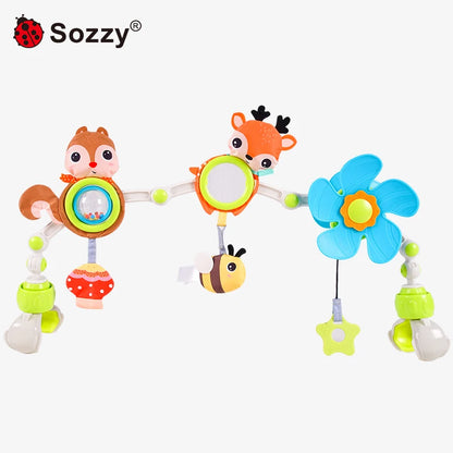 Sozzy Custom Sensory Elephant Baby Bed Hanging Toys Soft Musical Activity Arch Toys for Bassinet Crib Stroller Soothing Sensory