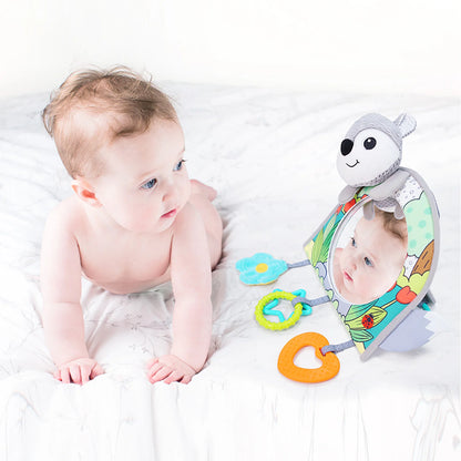 Animal Fox Soft Plush Hanging Rattle Baby Stroller & Car Seat Toy Tummy Time Mirror & Teethers Toy