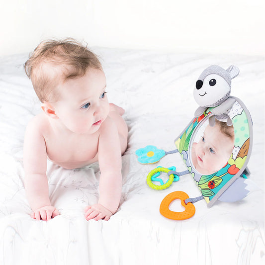 Animal Fox Soft Plush Hanging Rattle Baby Stroller & Car Seat Toy Tummy Time Mirror & Teethers Toy