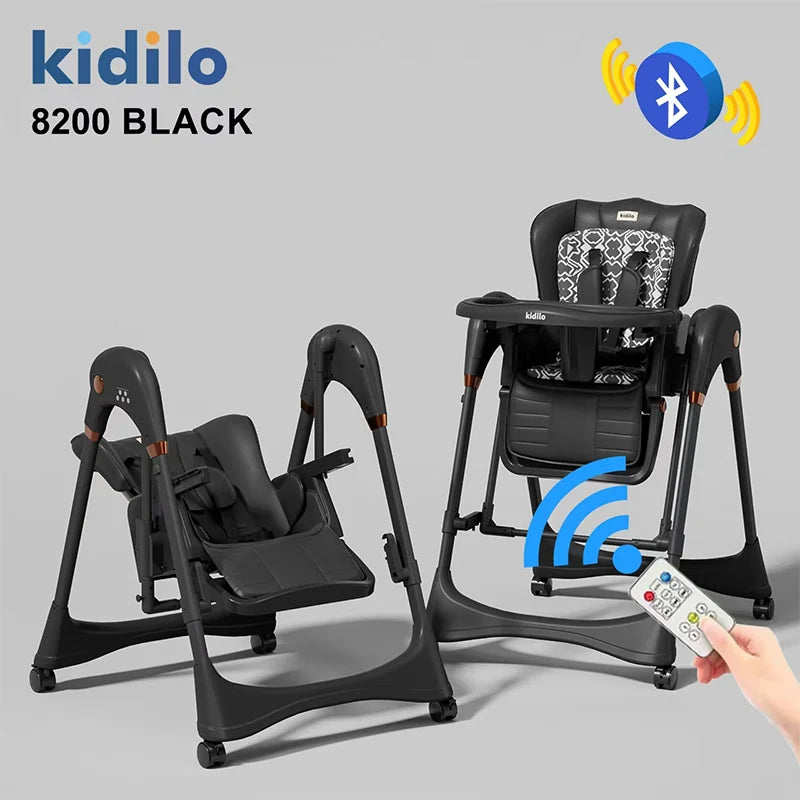 Kidilo 3 in 1 Foldable Baby High Chair 6 Months-2Years Non-Toxic Feeding Chair for Home & Travel Toddler Dining 8200