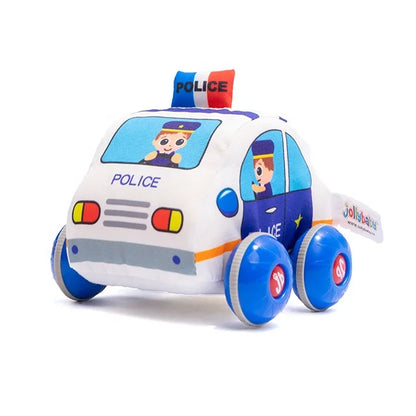 Jollybaby Police Cars Baby Mini Toy Soft Vehicles Pull-Back Racing Baby Plush Stuffed Car Toys for Children Kids