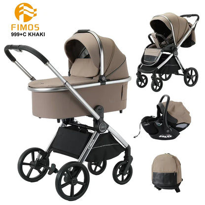 0-3 Years 3 in 1 Kidilo Baby Stroller with Car Seat, Non-Toxic Durable Foldable Travel Stroller for Toddlers Family Trips 999+C