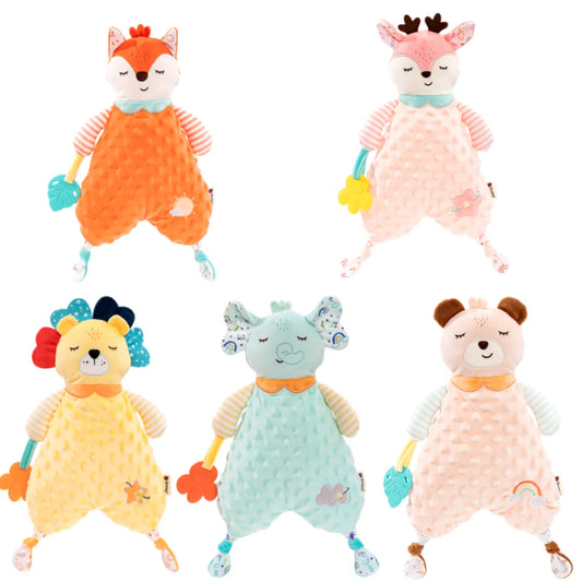 Wholesale Soft Stuffed lion Elephant fox Animal Plush Baby Security Blanket Comforter for Newborn Infant
